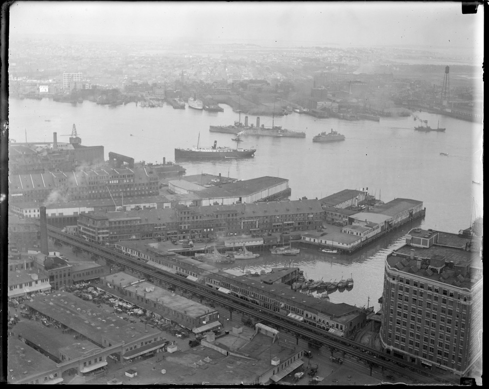 Jap flagship, the cruiser Asama sails into Boston as seen from the custom house tower