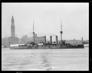 Jap cruiser Iwate steams past Boston waterfront
