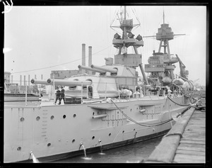 USS Texas. Looking from stern toward bow at South Boston dock, Boston