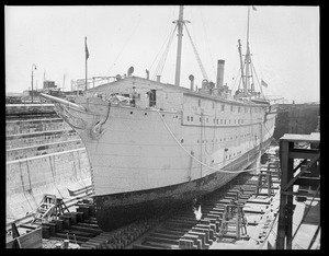 Prison ship, USS Southery in dry dock at Navy Yard