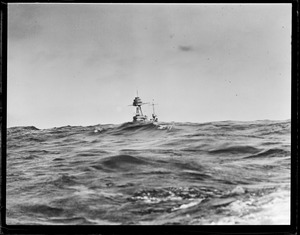 USS Texas - off San Pedro, California plowing through heavy seas
