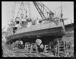 USS Milwaukee in dry dock at Navy Yard