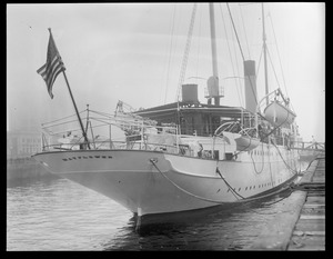 Stern view of the President yacht Mayflower while tied up at South Boston drydock