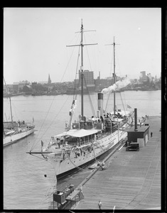 President's yacht Mayflower tied up at Charlestown Navy Yard