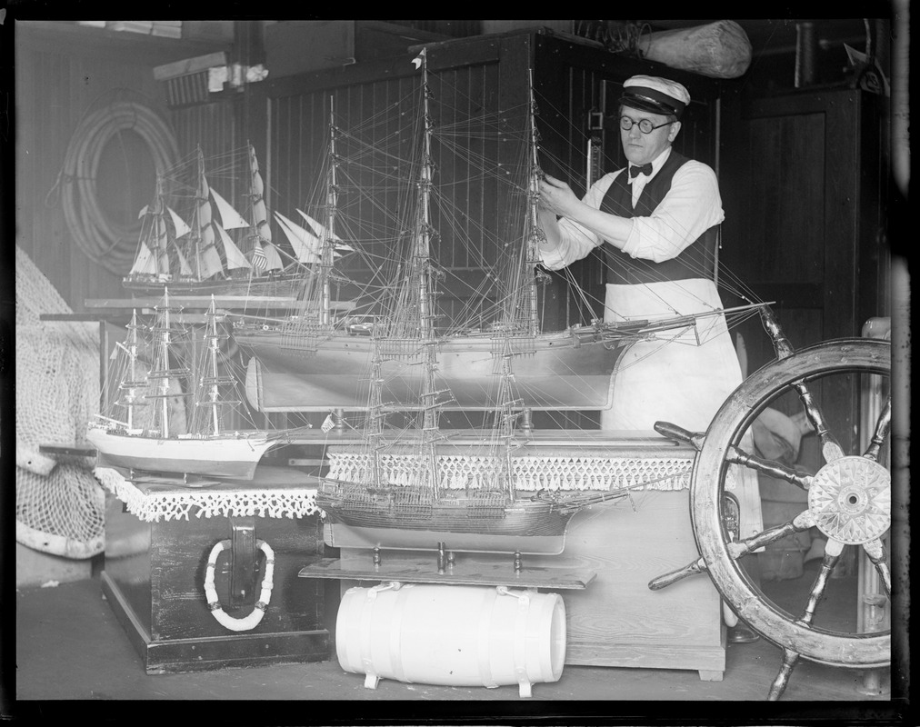 Capt. Peter Ness building model of Sovereign of the Seas