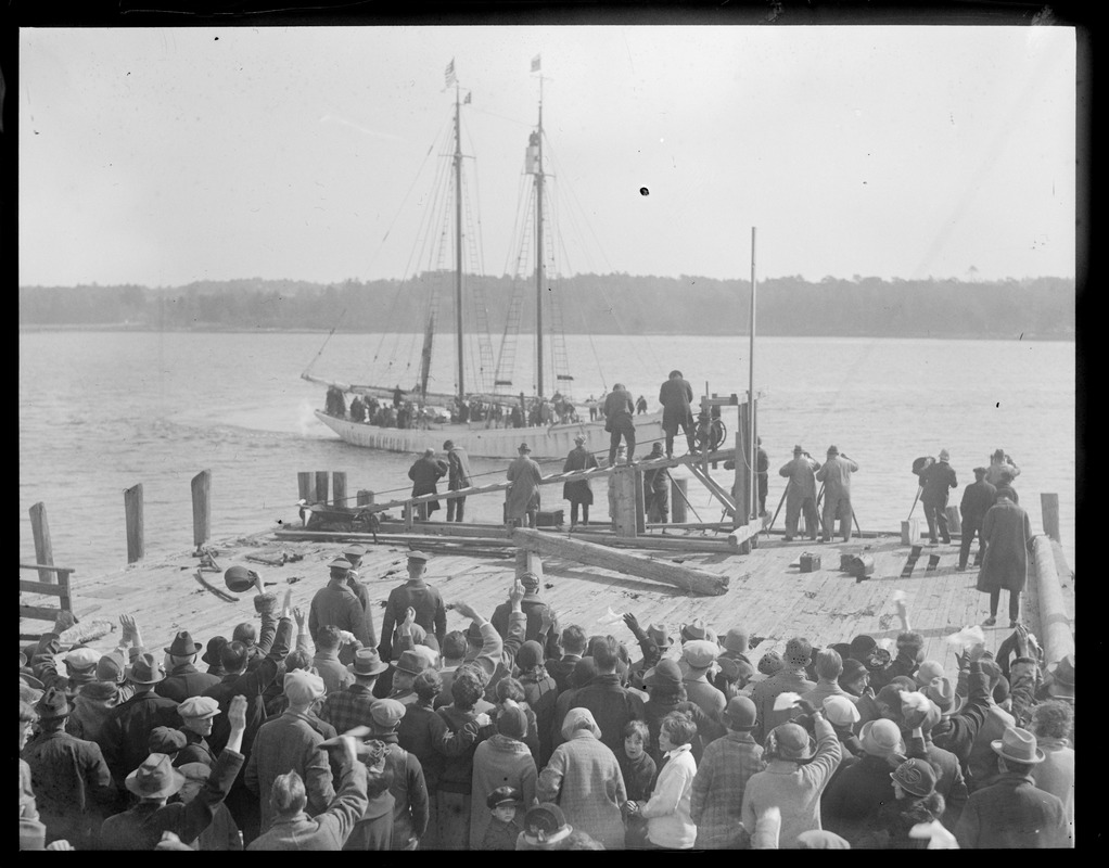 MacMillan's boat SS Boston on its way North, stopping in Wiscasset, Maine