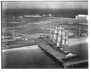 Aerial view of whaling ship at Green's estate - Dartmouth, MA.