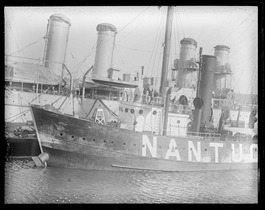 US lightship Nantucket alongside USS Detroit in Navy Yard