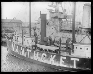 US lightship Nantucket alongside USS Detroit in Navy Yard