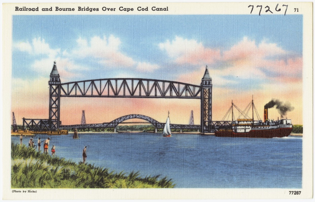 Railroad and Bourne Bridges over Cape Cod Canal Digital Commonwealth