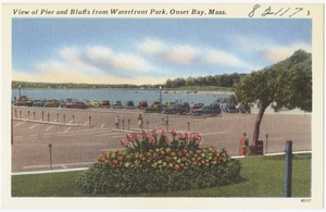 View of pier and Bluffs from Waterfront Park, Onset Bay, Mass.