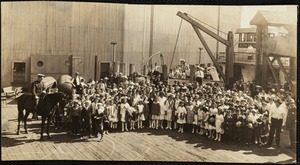 Group of children on wharf, possibly Deer Island