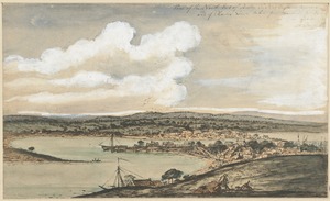 View of the North End of Boston in New England America and of Charles Town taken from the [illegible]