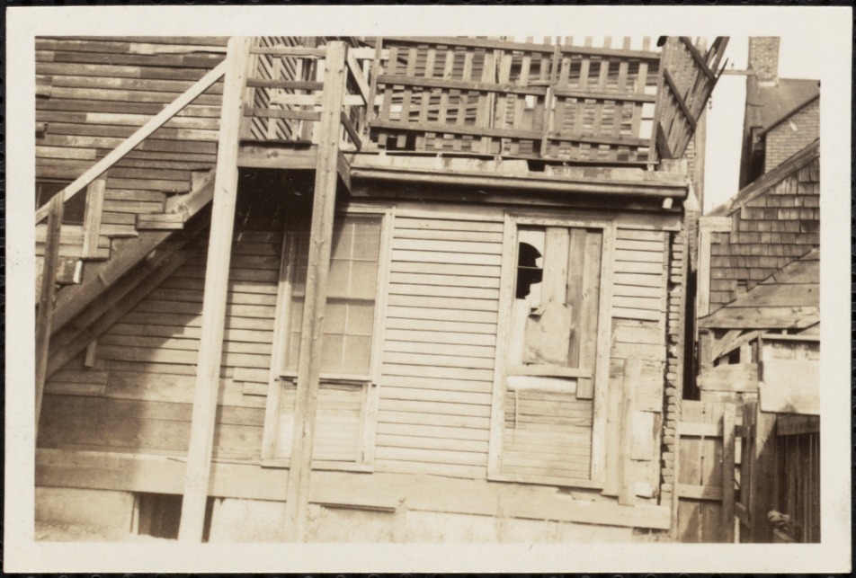 Dilapidated houses on Exchange Court Charlestown Digital Commonwealth