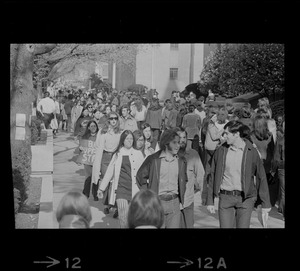 Boston area college students march in protest against the US march into Cambodia and the killing of four Ohio students at Kent State