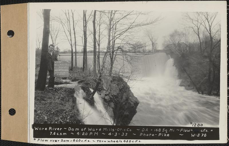 Ware River, dam of Ware Mills-Otis Co., drainage area = 168 square ...