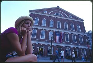 Woman outside Faneuil Hall
