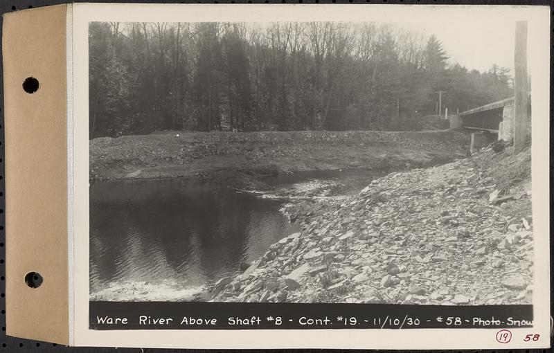 Contract No. 19, Dam and Substructure of Ware River Intake Works at Shaft 8, Wachusett-Coldbrook Tunnel, Barre, Ware River above Shaft 8, Barre, Mass., Nov. 10, 1930