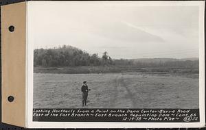 Contract No. 66, Regulating Dams, Middle Branch (New Salem), and East Branch of the Swift River, Hardwick and Petersham (formerly Dana), looking northerly from a point on the Dana Center-Barre Road, east of the east branch, east branch regulating dam, Hardwick, Mass., Dec. 14, 1938