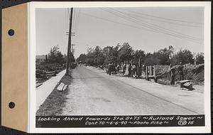 Contract No. 70, WPA Sewer Construction, Rutland, looking ahead towards Sta. 8+75, Rutland Sewer, Rutland, Mass., Jun. 6, 1940
