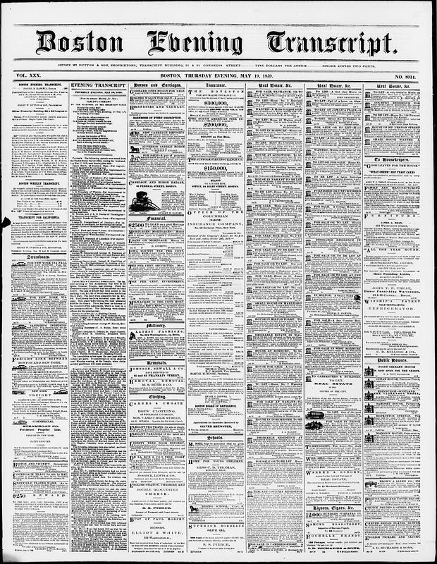 Boston Evening Transcript. May 19, 1859 - Digital Commonwealth