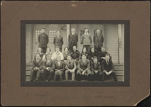 High School students on porch of high school