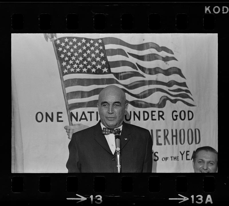 Manchester Union-Leader publisher William Loeb makes speech, Beverly