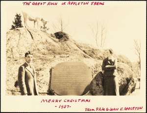 The Great Rock at Appleton Farms. Merry Christmas -1937- from F.R. Jr & Joan E. Appleton