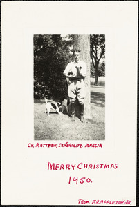 Ch. Matthew, Ch. Veracity, Marcia. Merry Christmas, 1950, from F. R. Appleton, Jr.
