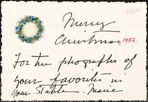 Merry Christmas, 1952. For the photographs of your favorites in your stable. Marie