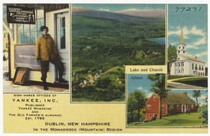 Sign Marks Office of Yankee, Inc., publisher of Yankee Magazine and the Old Farmer's Almanac. Est. 1792, Dublin, New Hampshire in the Monadnock (mountain) Region