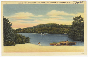 Scenic view of Sunset Lake at Tel Noar Lodge, Hampstead, N.H.