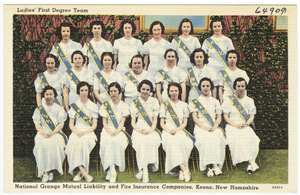 Ladies' First Degree Team, National Grange Mutual Liability and Fire Insurance Companies. Keene, New Hampshire