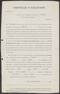 Sacco-Vanzetti Case Records, 1920-1928. Defense Papers. Venire (Grand Jury). Directions to the Constable to summon T. Fred Barney as a Grand Juror, March 15, 1920. Box 3, Folder 3, Harvard Law School Library, Historical & Special Collections