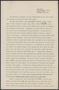 Sacco-Vanzetti Case Records, 1920-1928. Defense Papers. Unidentified Witness' Account of Crime, November 10, 1921. Box 3, Folder 20, Harvard Law School Library, Historical & Special Collections
