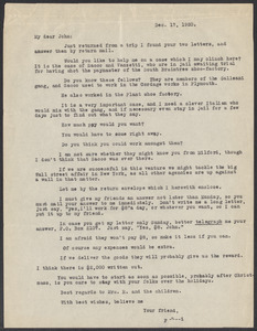 Sacco-Vanzetti Case Records, 1920-1928. Defense Papers.  Correspondence: "Feri" to John [Ruzzamento]. Box 3, Folder 21, Harvard Law School Library, Historical & Special Collections