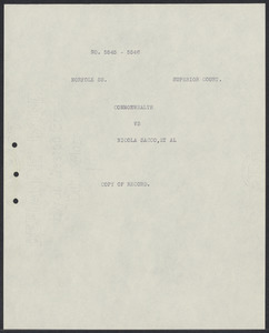 Sacco-Vanzetti Case Records, 1920-1928. Defense Papers. Papers in Norfolk Superior Court, 1927. Box 21, Folder 3, Harvard Law School Library, Historical & Special Collections