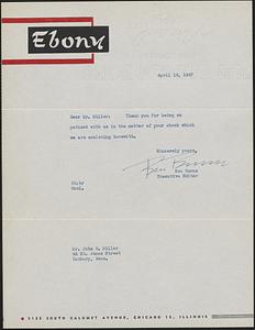 Letter from Ben Burns, Chicago, to Jack Miller, Roxbury, 1947 April 18