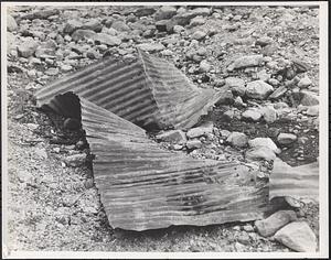 Pipe ring box found on downstream side of dam, right hand area in the vicinity of a large pipe