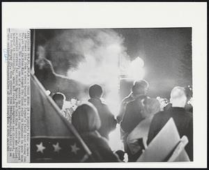 A Cross Burns in a Farmer’s Field - Smoke and flames rise from a cross burned in a farmer’s field near Rising Sun, Md.,as the Ku Klux Klan stages its first rally in Maryland in more than 40 years. The rally, one of a series in at least four states, featured a memorial service for Daniel Burros, New York Klan leader who killed himself in Reading,Pa., when his Jewish background was disclosed, and for Matt Murphy Jr., Klan attorney from Birmingham,Ala.,killed in an auto accident.