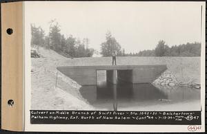 Contract No. 44, Extension of Belchertown-Pelham Highway, New Salem, Orange, culvert on middle branch of Swift River, Sta. 1045+50, New Salem, Mass., Jul. 13, 1934