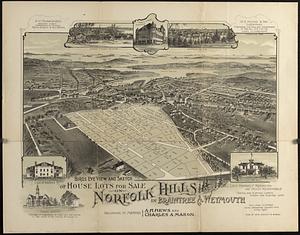 Bird's eye view and sketch of house lots for sale on Norfolk Hills in Braintree & Weymouth