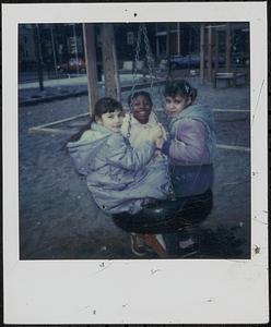 Echa, Tamara and a friend on the tire swing