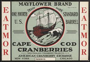 Eatmor Mayflower Brand Cape Cod Cranberries Quarter Barrel Box Label