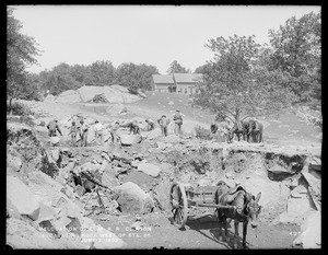 Relocation Central Massachusetts Railroad, excavating rock, west of station 86, Clinton, Mass., Jun. 2, 1902