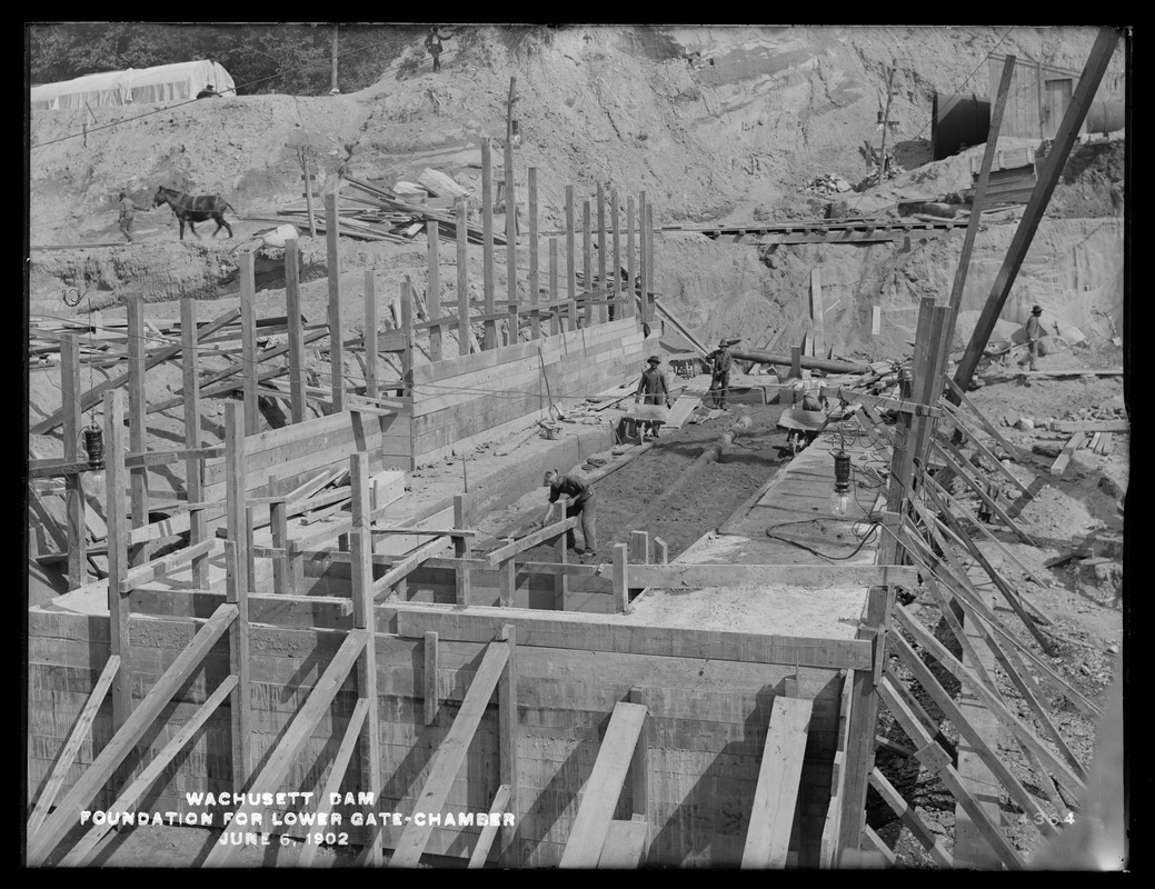 Wachusett Dam, foundation for lower gate chamber, Clinton, Mass., Jun. 6, 1902