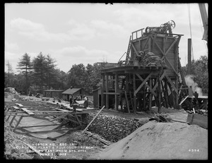 Weston Aqueduct, Section 15, concrete plant and aqueduct trench, looking easterly from station 675+, Weston, Mass., Jun. 23, 1902