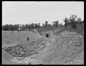 Weston Aqueduct, Section 15, east portal of Tunnel No. 5, looking westerly from station 675+, Weston, Mass., Jun. 23, 1902