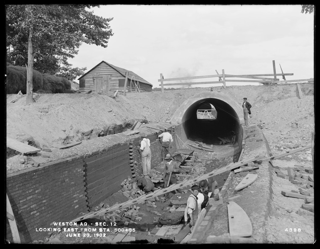 Weston Aqueduct, Section 12, looking easterly from station 500+35, Wayland, Mass., Jun. 23, 1902