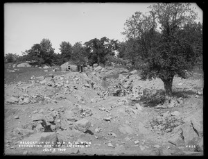 Relocation Central Massachusetts Railroad, excavating west of Clamshell Road, Clinton, Mass., Jul. 2, 1902